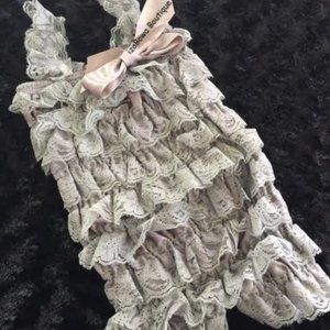 Grey Lace Romper   520R07   NWT Boutique